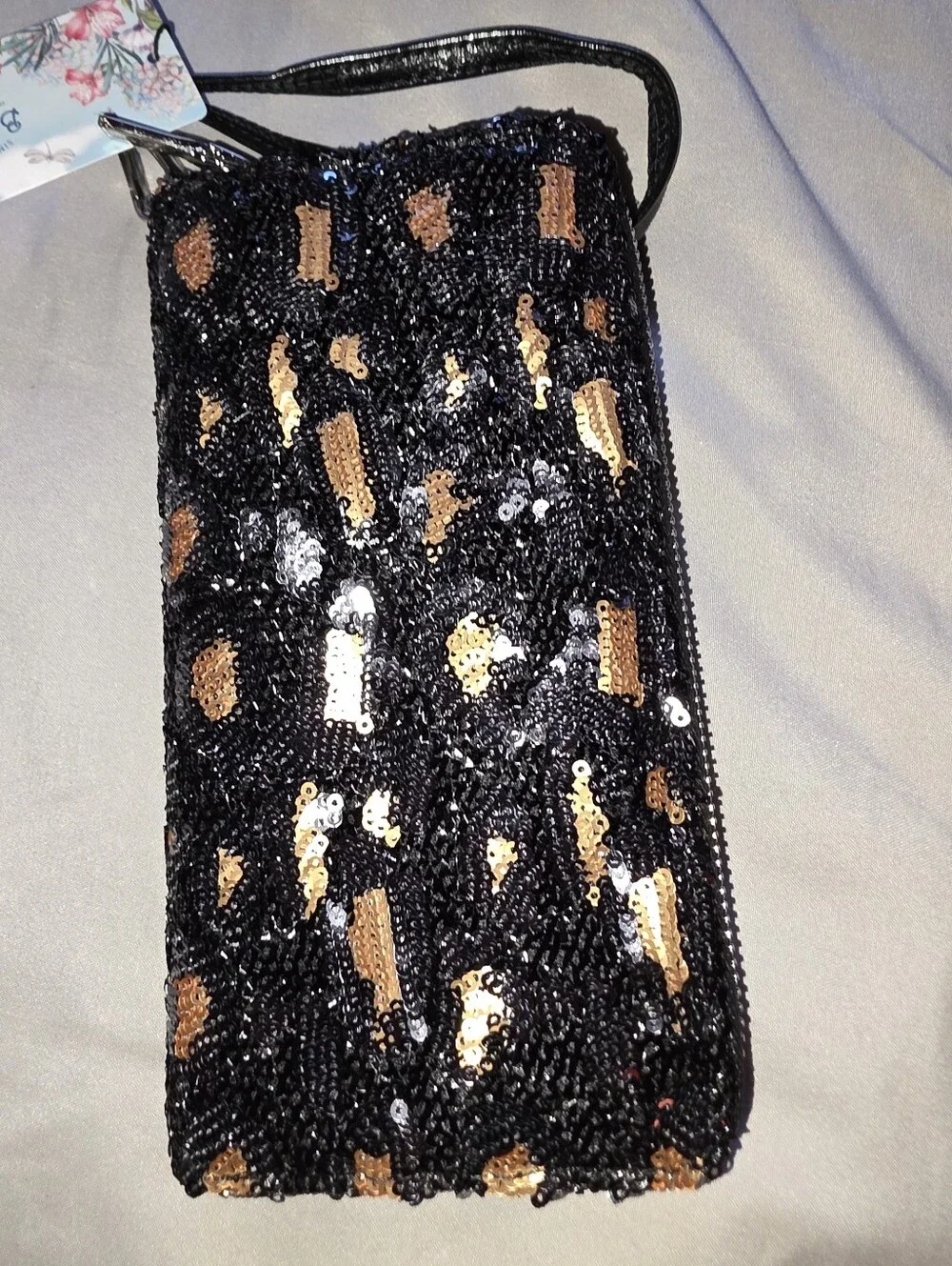 Brentano Sequin Leopard Wristlet Or Wallet NWT